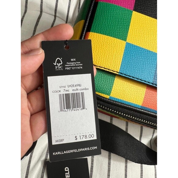 Karl Lagerfeld Paris Multi Combo Crossbody Bag - Colorful Grid Design NWT - Picture 5 of 6